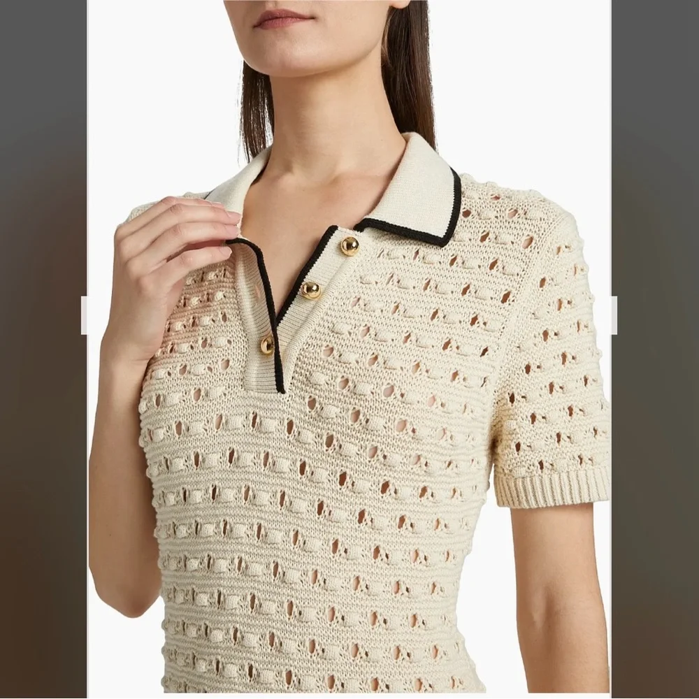 Frame The Bauble Crochet Cotton Minidress in Cream Size M - Picture 7 of 15